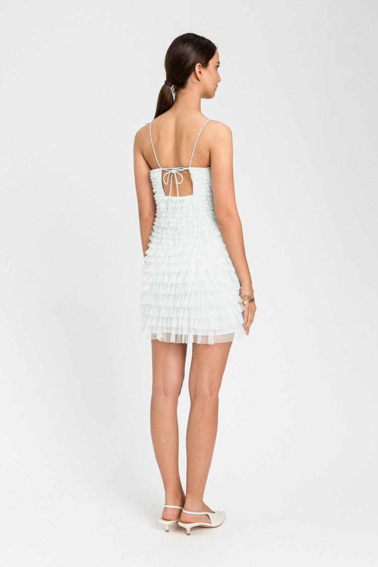 Twin-Set Mini Dress With Delicate Ruffled Tulle Layers
