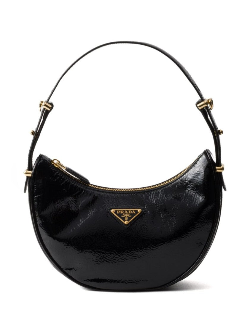 Prada Nappa Leather Shoulder Bag With Geometric Design And Enamel Logo
