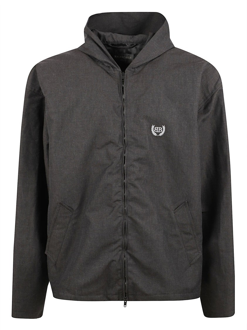 Balenciaga Zip-Front Black Sweater With Drawstring Hood