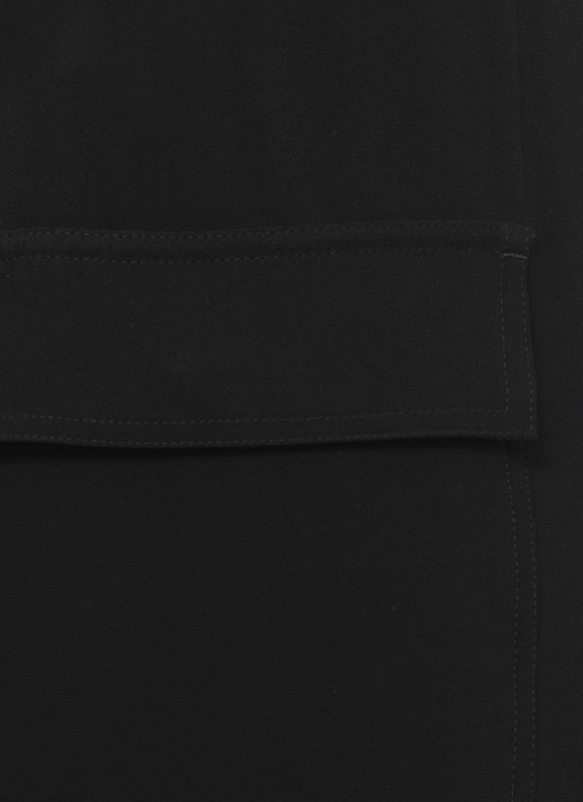 Rick Owens Black Cropped Trousers With Front Laces And Relaxed Fit