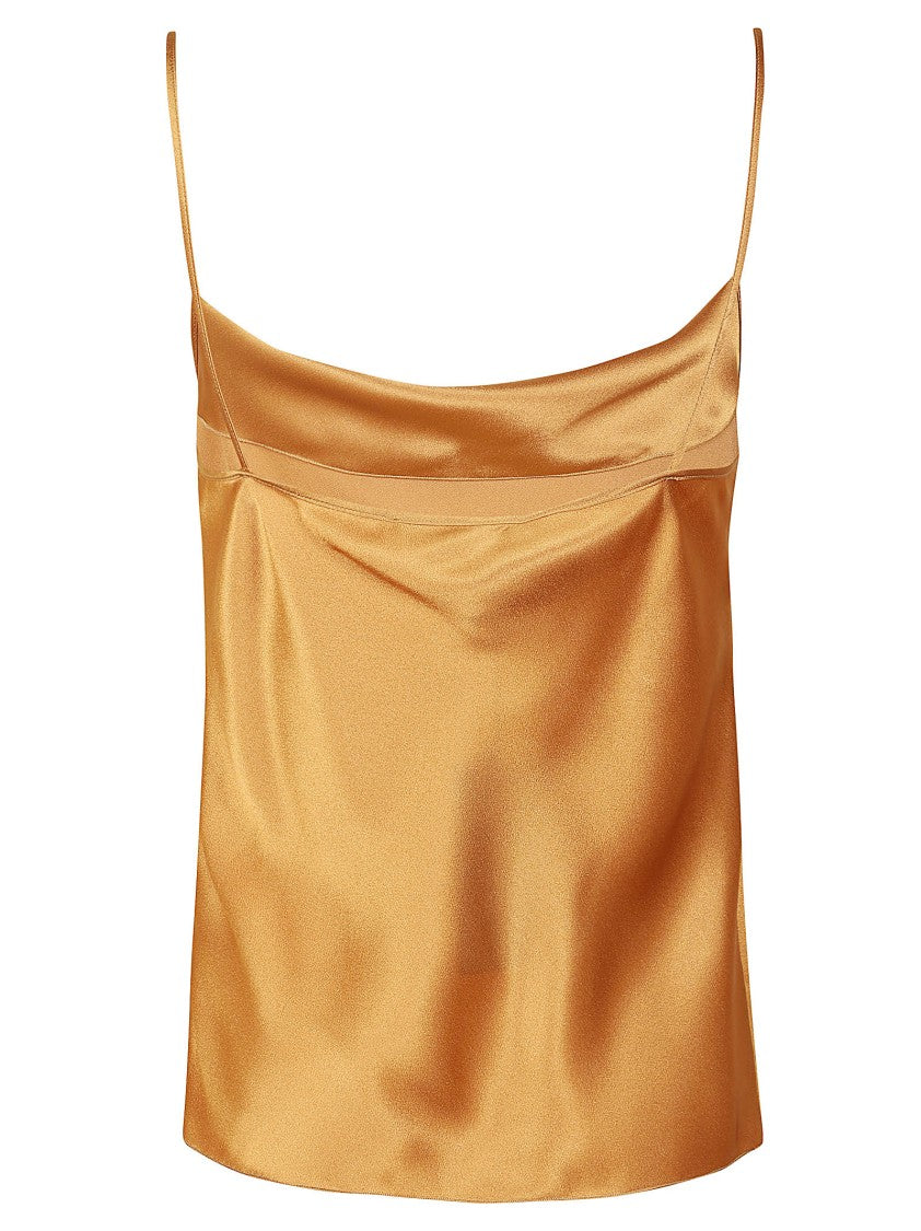 Alberta Ferretti Minimalist Satin-Finish Top With Spaghetti Straps