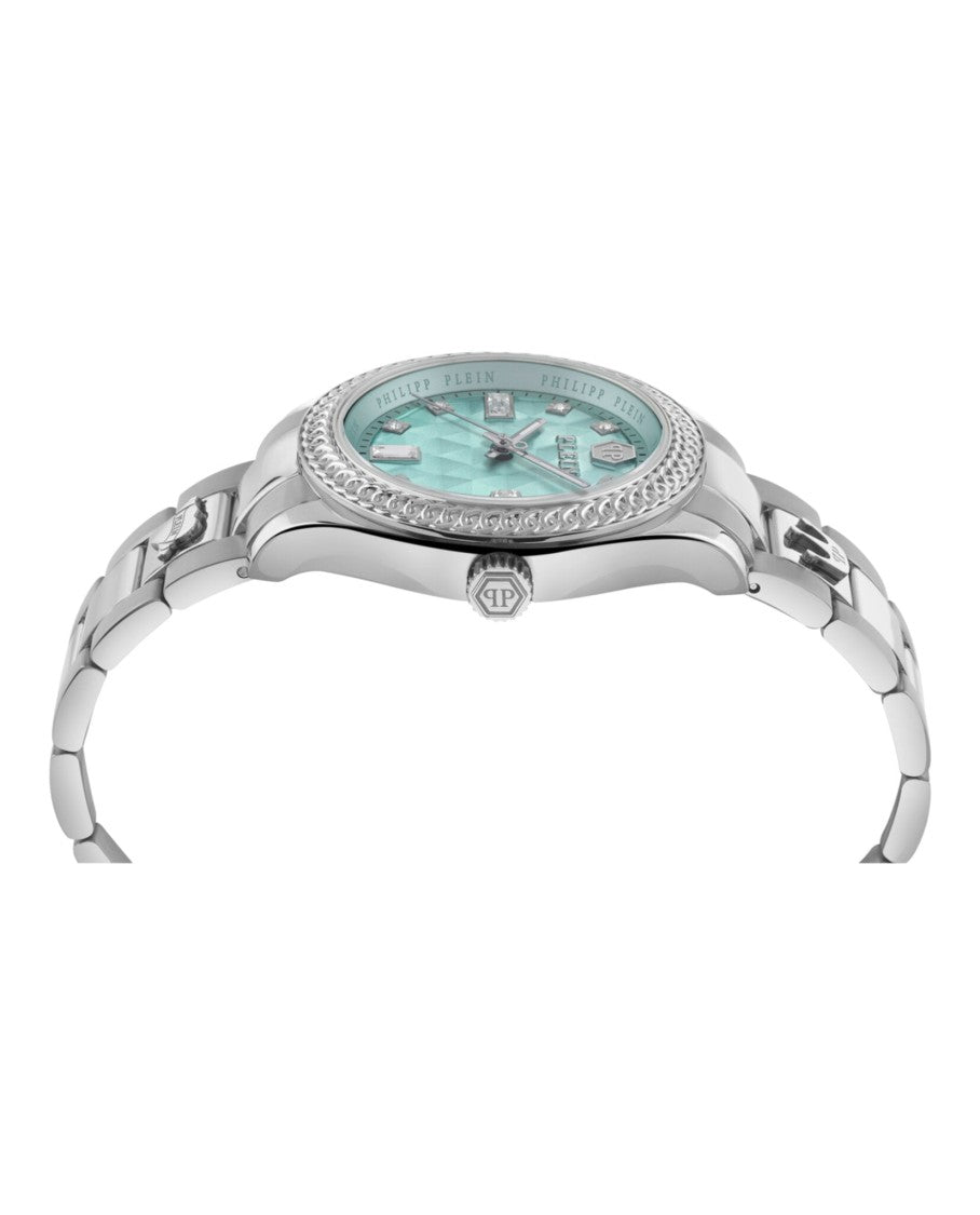 Philipp Plein 38Mm Stainless Steel Watch With Blue Guilloche Dial