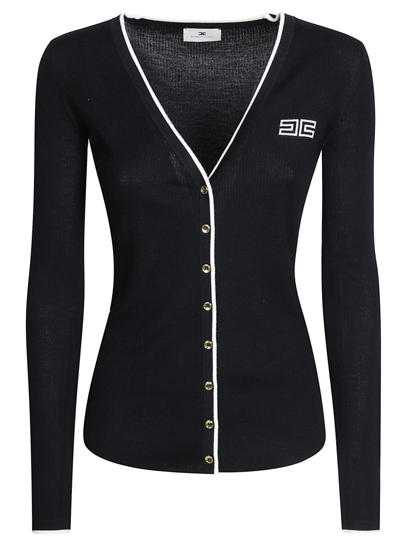 Elisabetta Franchi Ribbed Knit Wool-Blend Top
