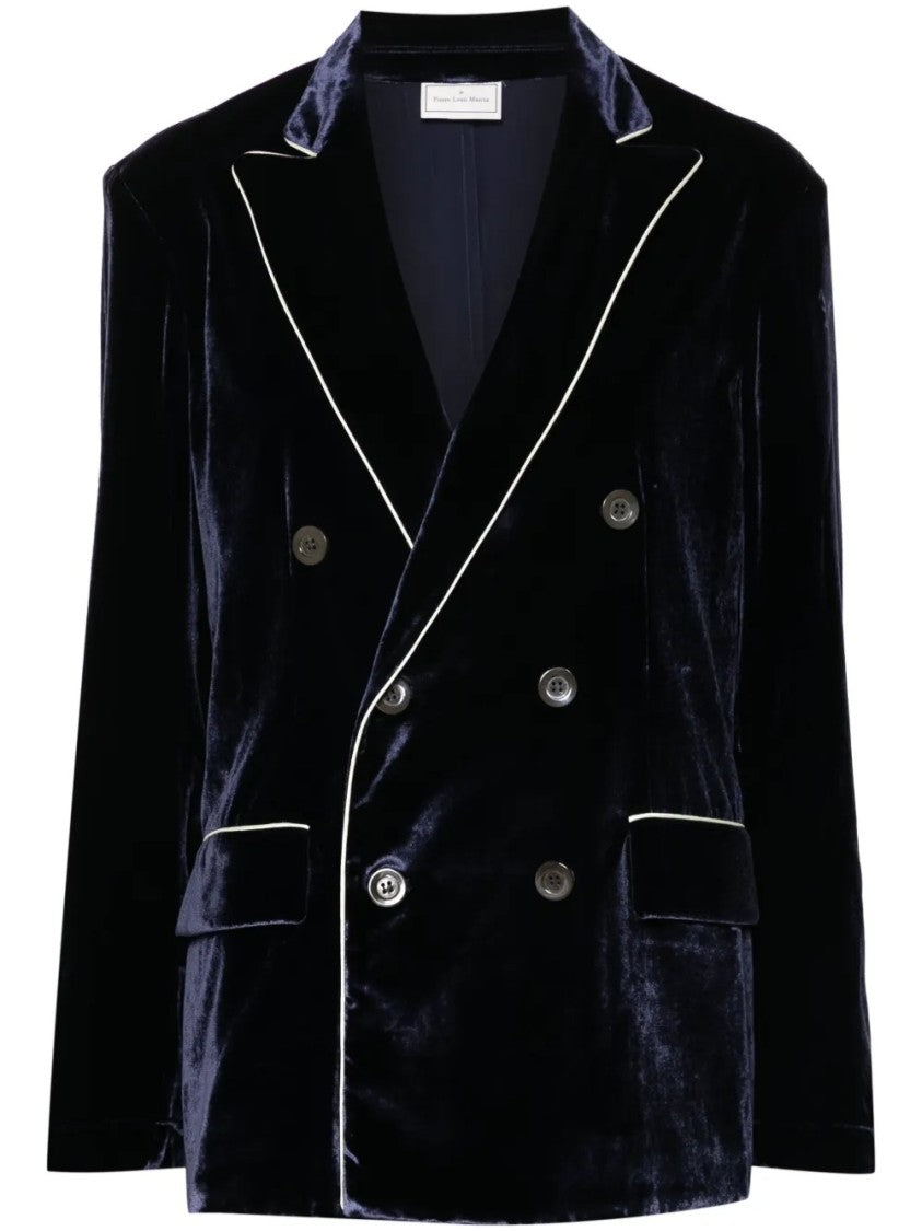 Pierrelouis Mascia Double-Breasted Velvet Jacket With Peak Lapels