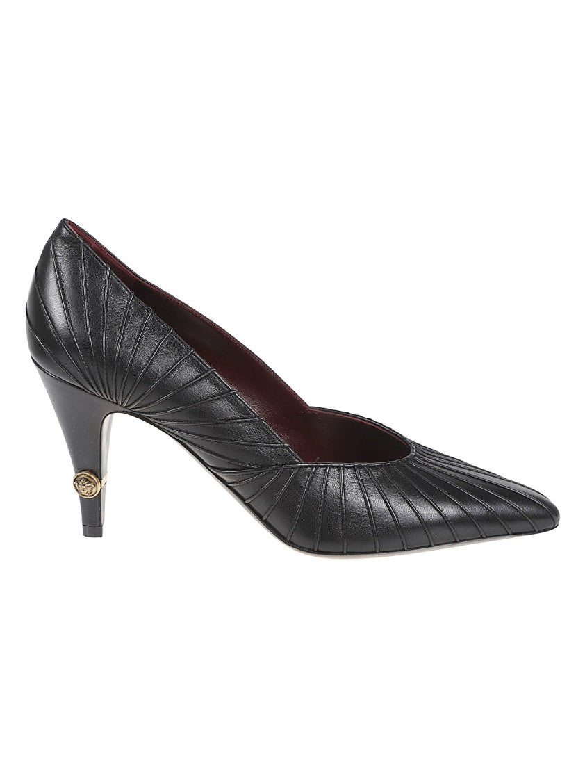 Versace Deep-Cut Textured Calf Leather Pumps With Medusa Emblem