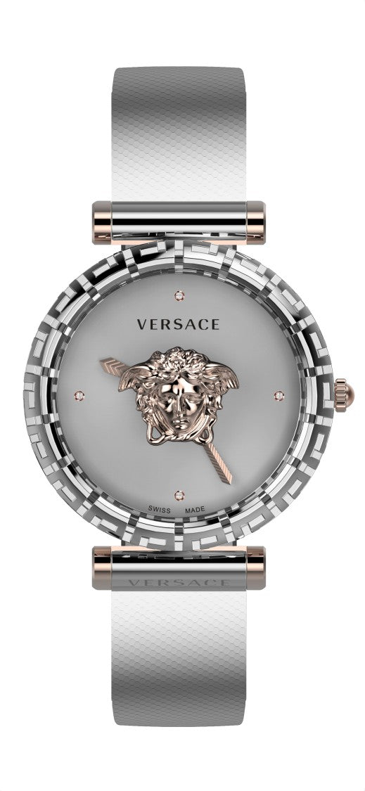 Versace Palazzo Empire Greca Diamond Watch With Silver-Grey Dial