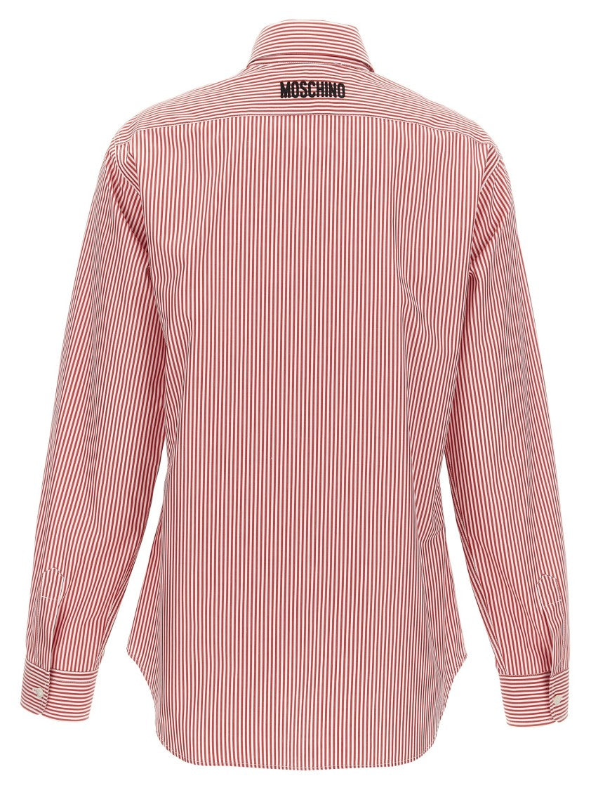 Moschino Embroidered Striped Cotton Poplin Shirt