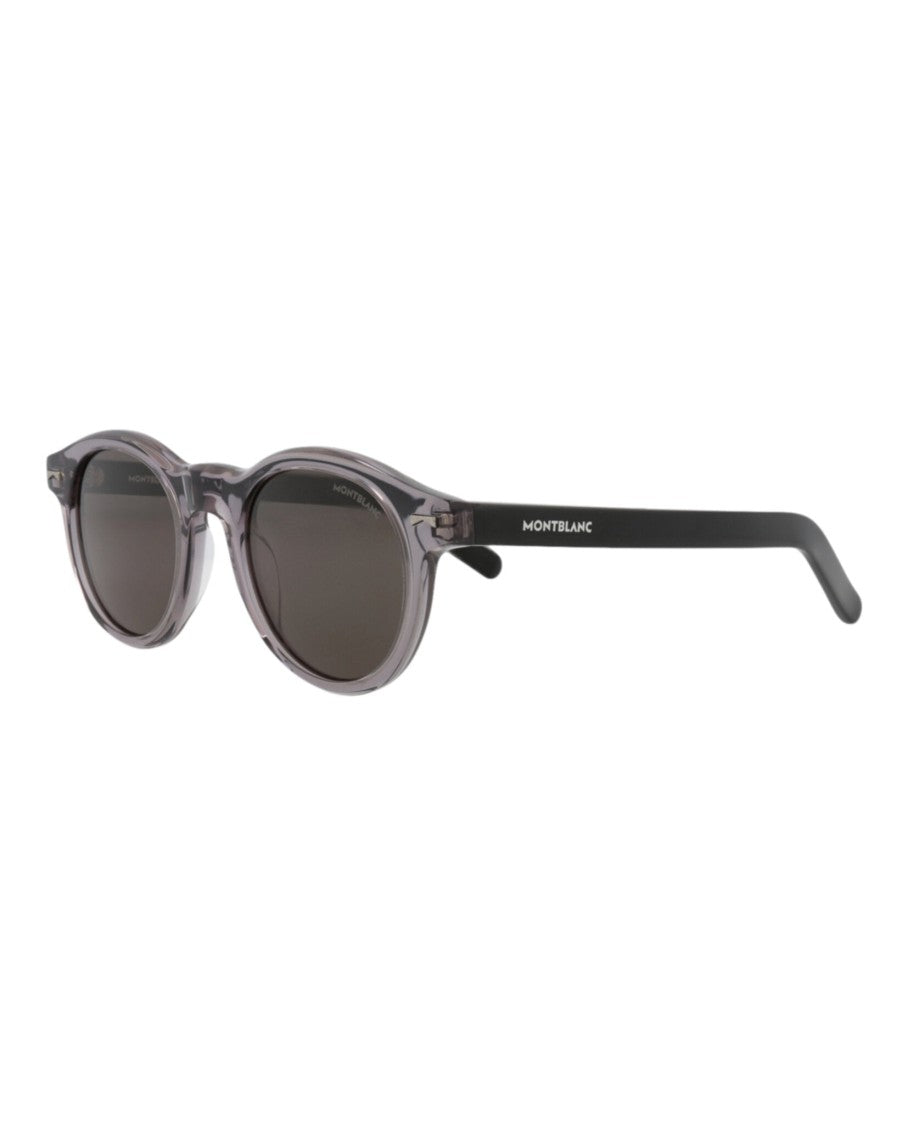 Montblanc Round-Frame Acetate Sunglasses With Saddle Nose Bridge