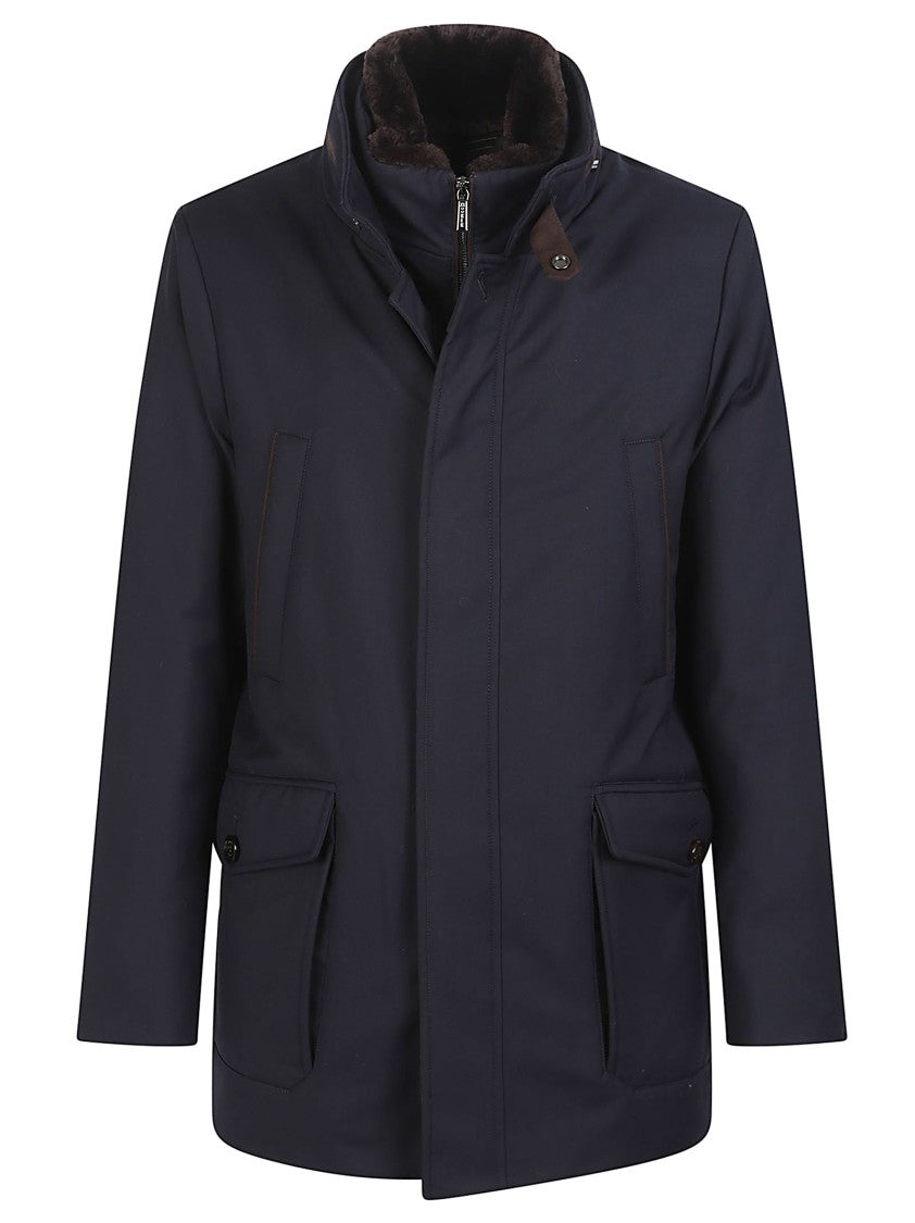 Moorer Drive-Pum Structured Collar Polyester Jacket
