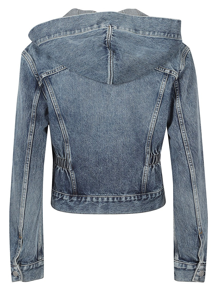 Alaïa Hand-Washed Denim Trucker Jacket With Hood And Raglan Sleeves
