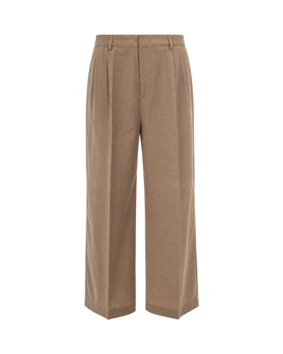 Thestroy Beige Inno Distressed Double Pleat Twill Casual Pants