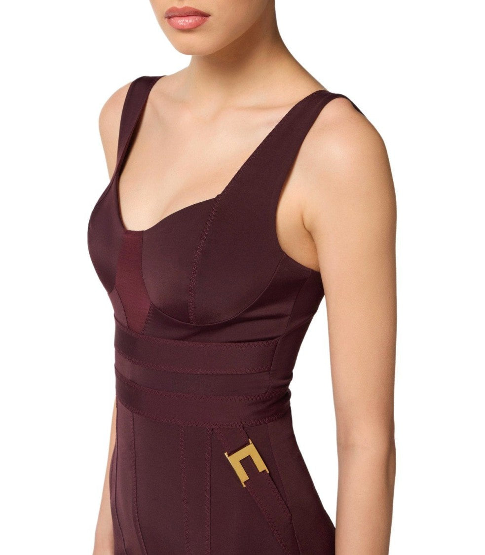 Elisabetta Franchi Merlot Bustier Sheath Dress