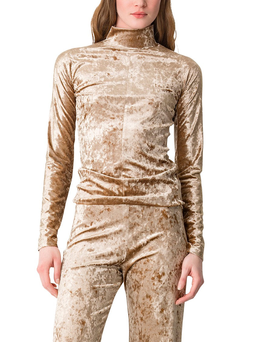Forte Forte Iridescent Stretch Velvet Turtleneck T-Shirt