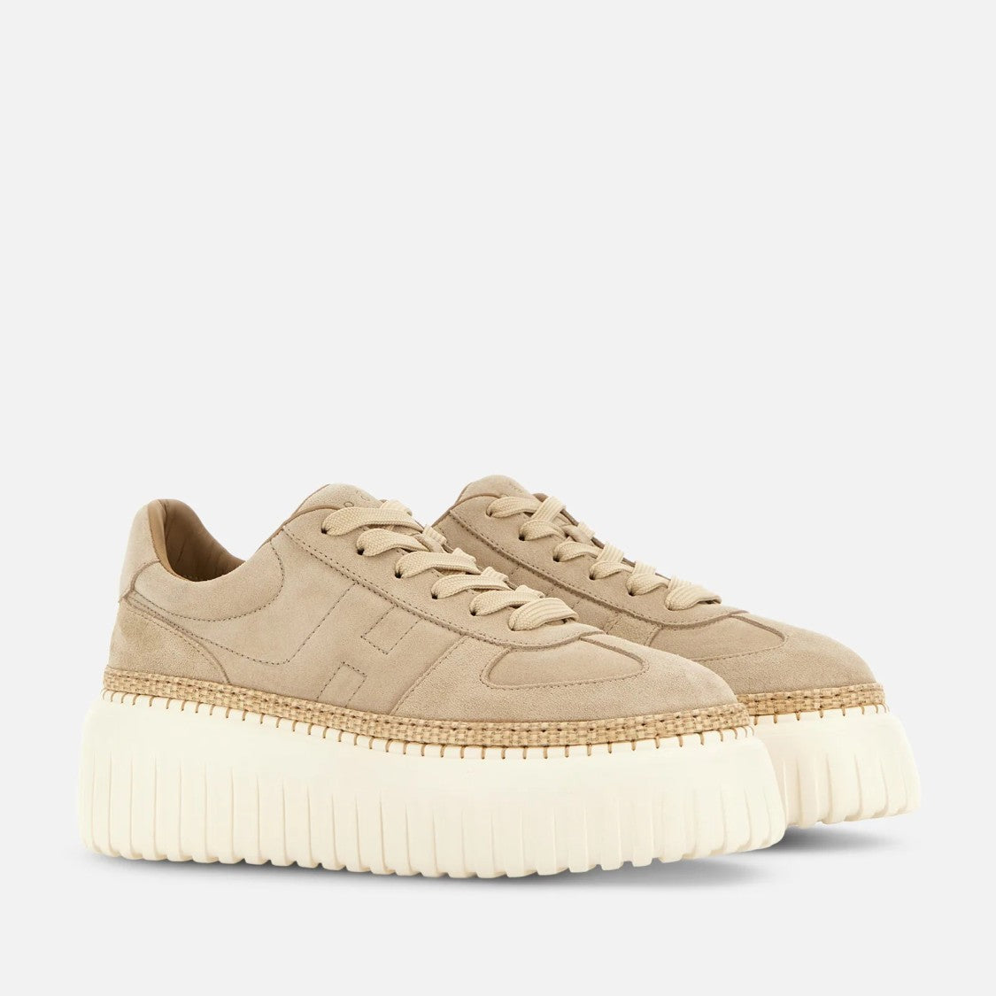 Hogan Light Biscuit H710 H-Stripes Basket Sneakers
