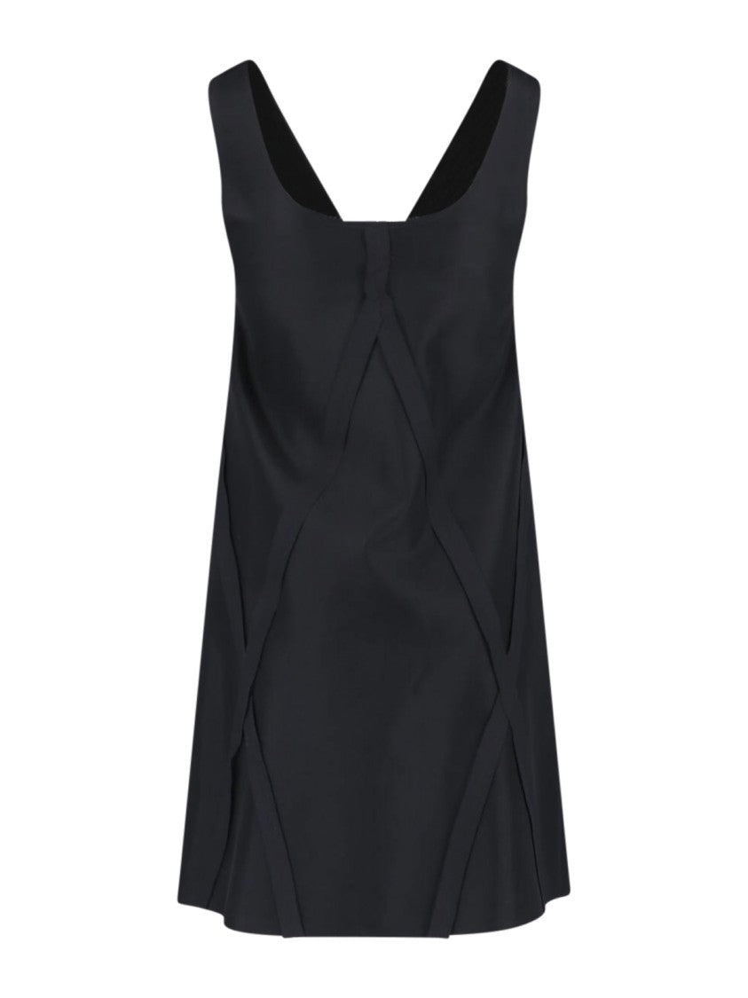 Mm6 By Maison Margiela Black Geometric Raw-Cut Midi Dress