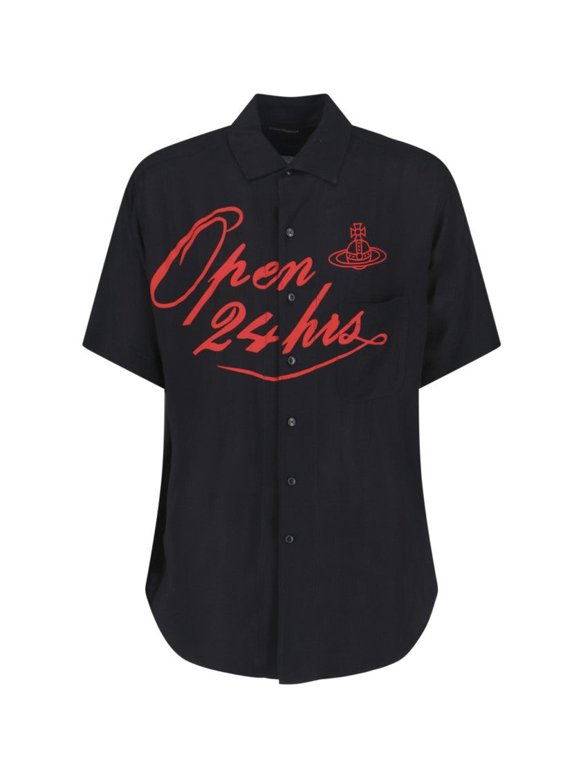 Vivienne Westwood "Opne 24 Hrs" Bowling Shirt – Black