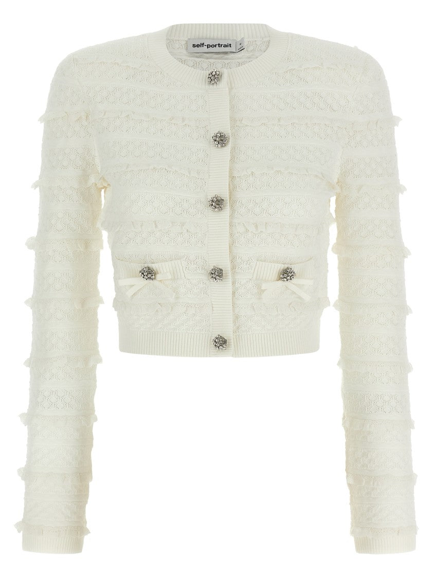 Self-Portrait 'Pointelle Diamante' Cardigan
