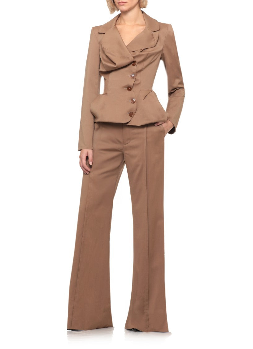 Vivienne Westwood Brown Drunken Asymmetrical Tailored Wool Blazer