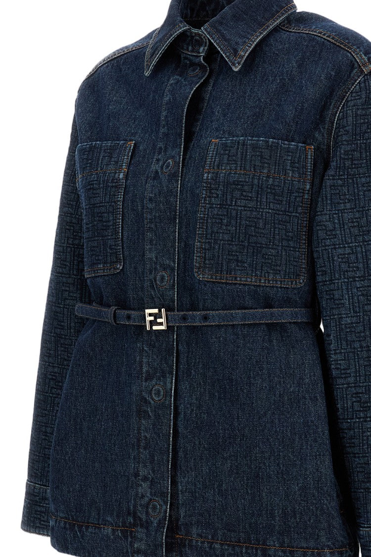 Fendi Single-Breasted Quilted Denim Jacket