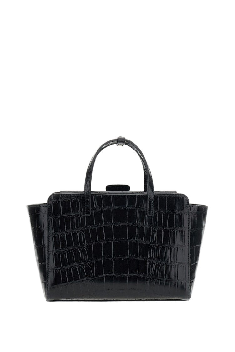 Hidesins Black Flap M Croc-Effect Leather Shoulder Bag