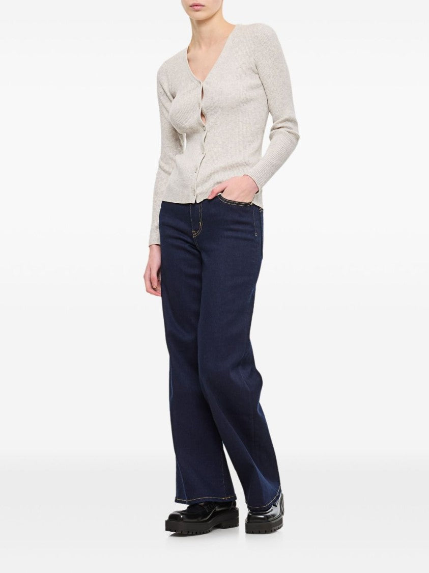 Frame Navy Blue Straight Jeans With Classic Five-Pocket Design