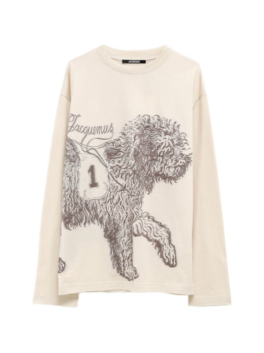 Jacquemus Long-Sleeve Dog Print Cotton T-Shirt