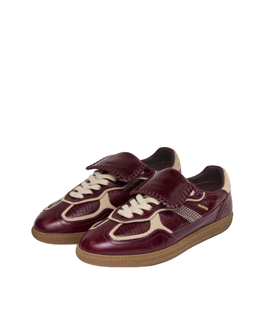 Alohas Low-Profile Burgundy Leather Sneakers With Signature Logo