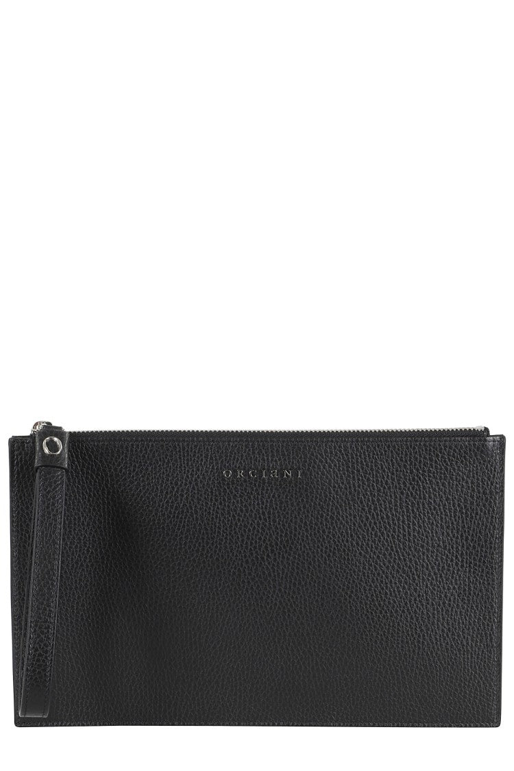 Orciani Micron Leather Pouch With Wrist Wrap