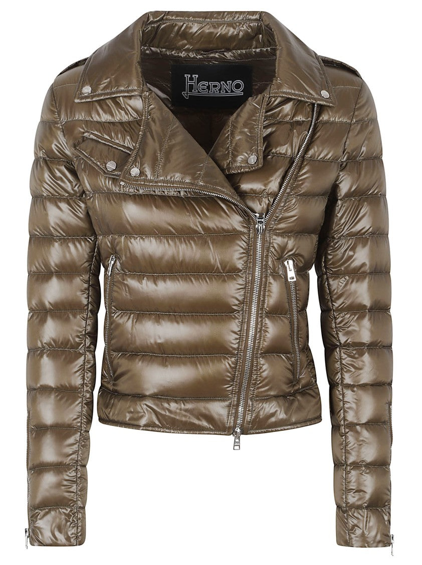 Herno Shiny Quilted Biker Jacket