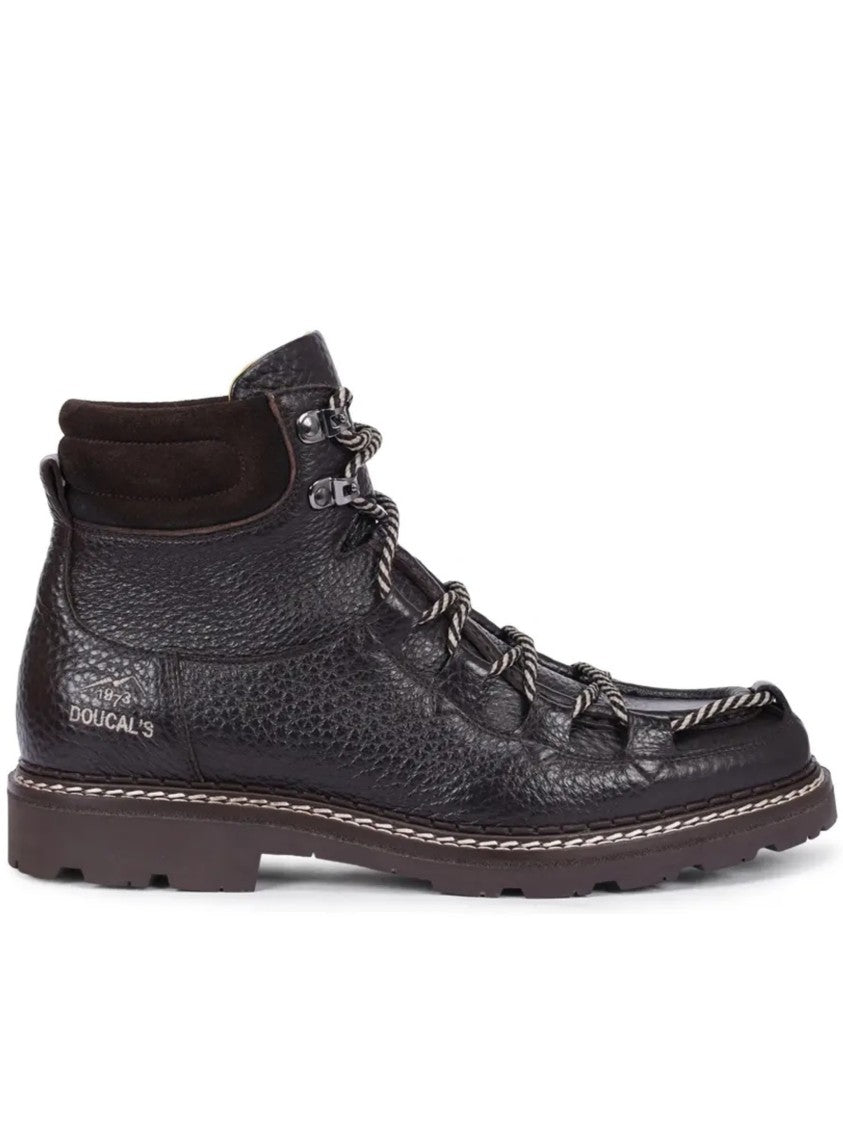 Doucal's Textured Leather Padded-Collar Ankle Boots