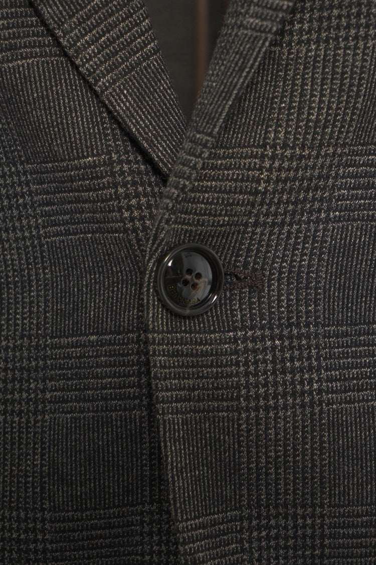 Bharnaba Textured Grey Blazer With Elegant Lapels And Dual Button Closure