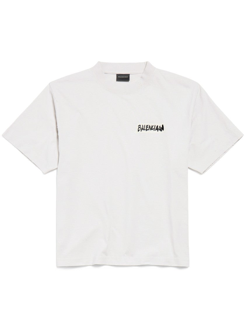 Balenciaga White Medium Fit Crew Neck T-Shirt