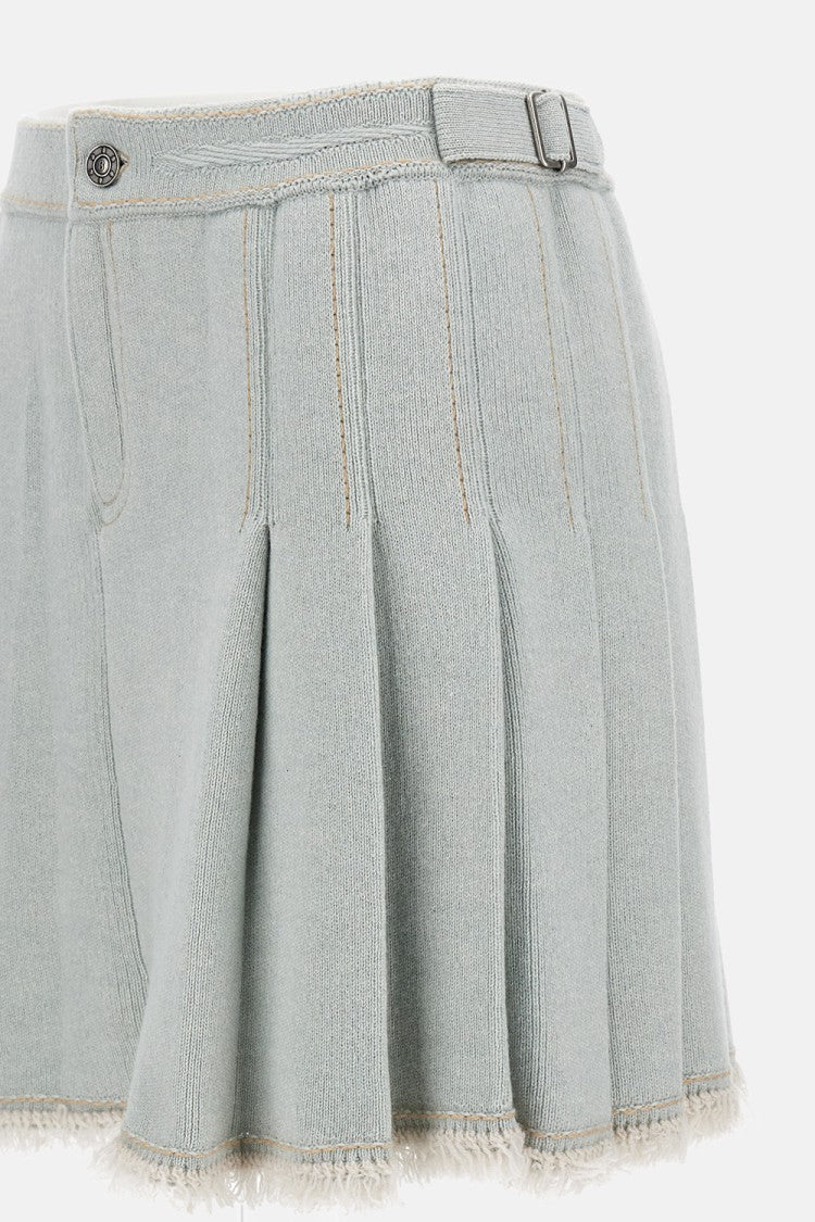 Barrie Pleated Skirt With Buckled Waistband In Textured Blend