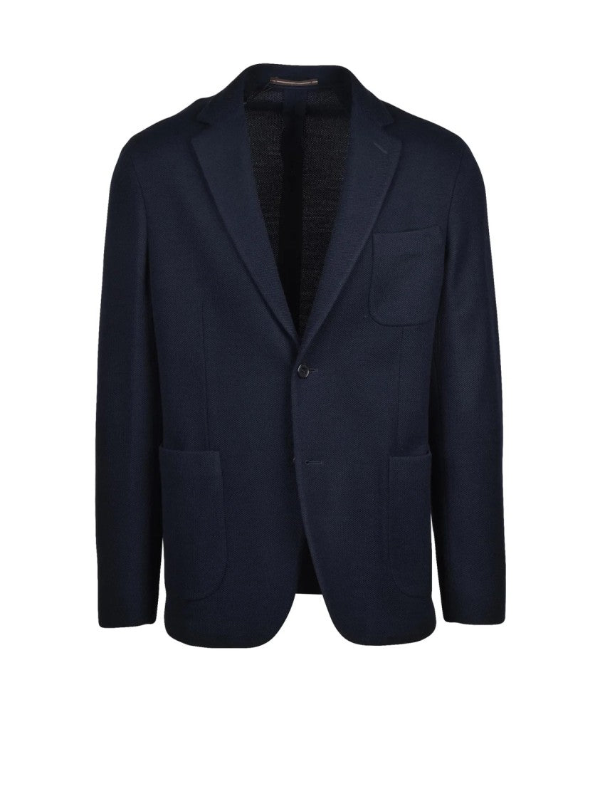 Slowear By Incotex Blue Unlined Rounded Virgin Wool-Blend Blazer