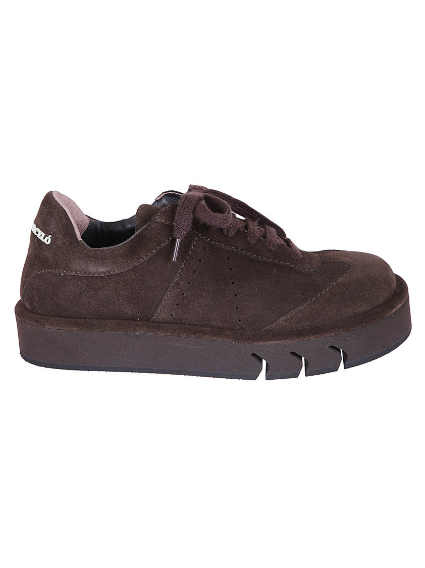 Paloma Barceló Low-Top Sneakers In Brown Suede With Embossed Logo