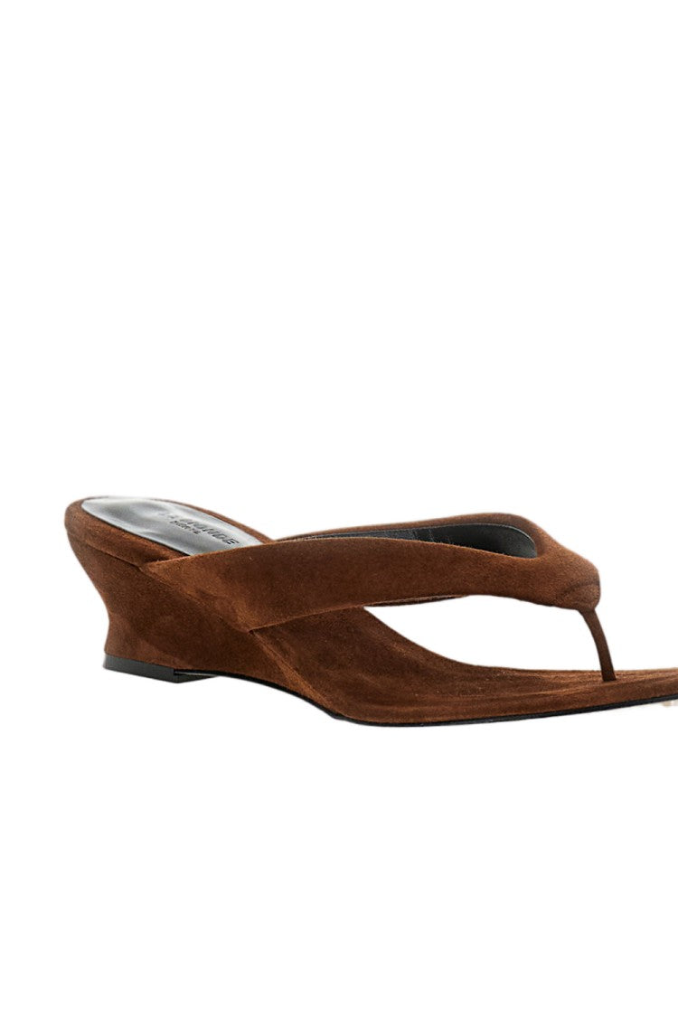Le Monde Béryl Leather Micro Wedge Flip-Flops Sandals