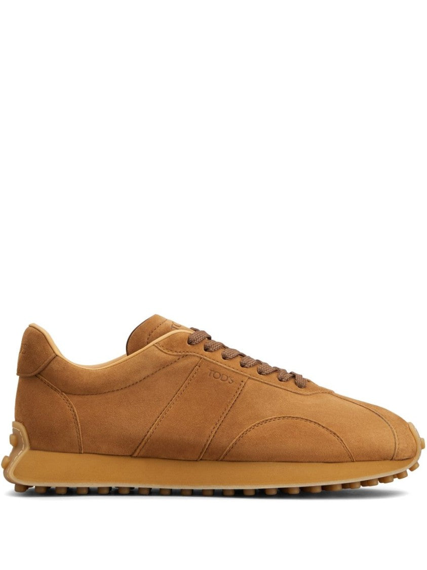 Tod's Brown Logo Debossed Round Toe Sneakers