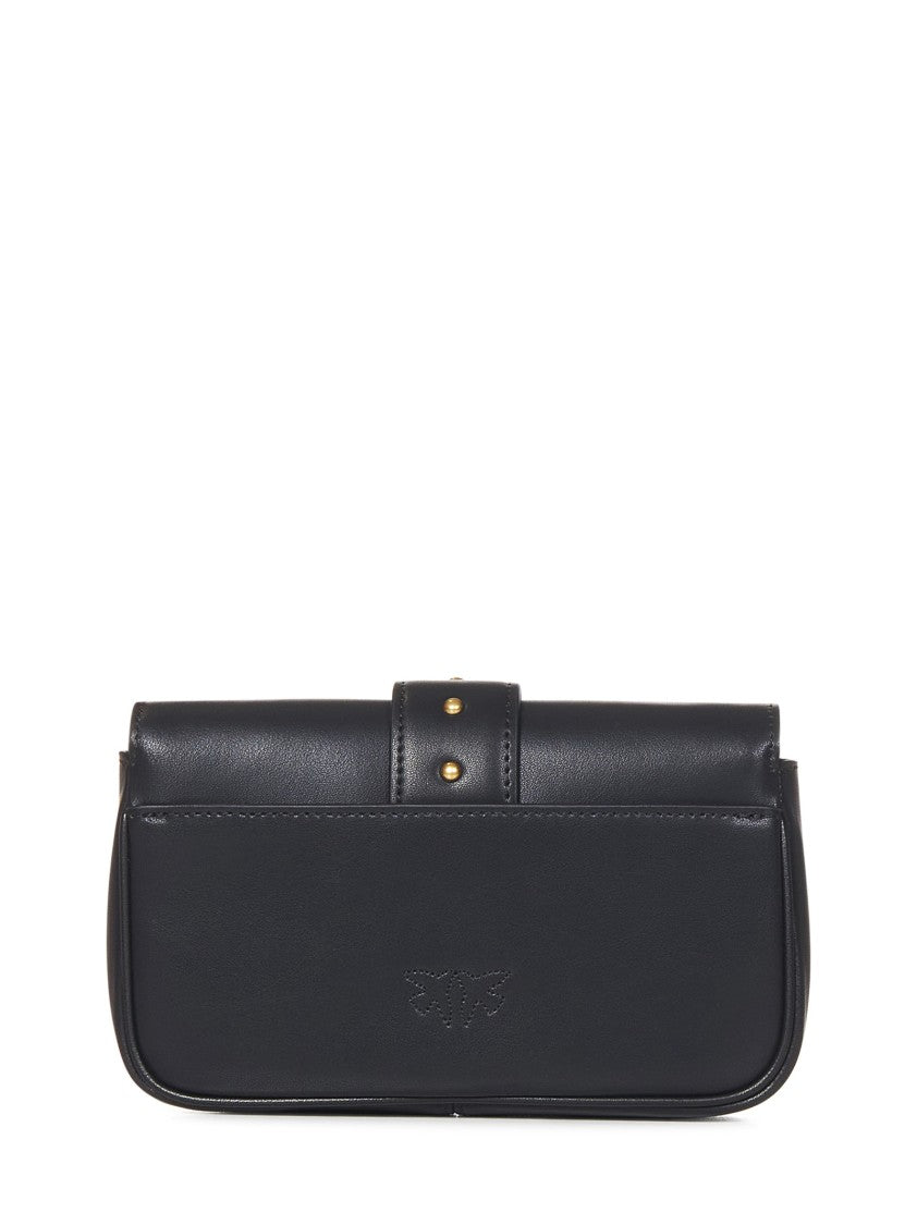 Pinko Black Silky Leather Shoulder Bag