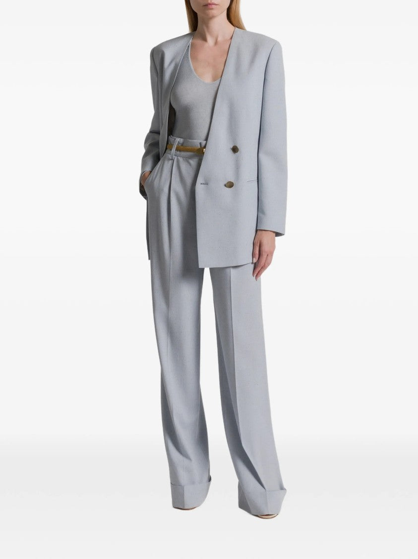 Alberta Ferretti Blue Double-Breasted Padded Viscose Blazer