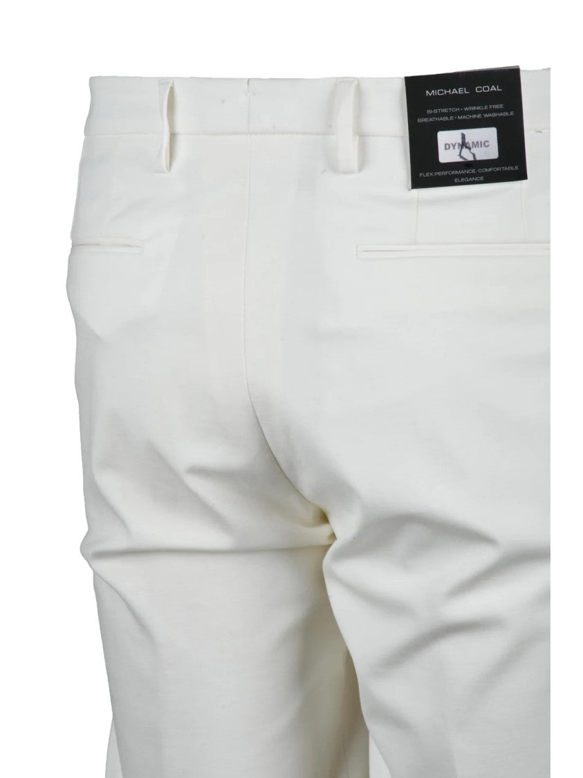 Michael Coal Technical Fabric Tailored Trousers With Slim Fit And Cropped Length