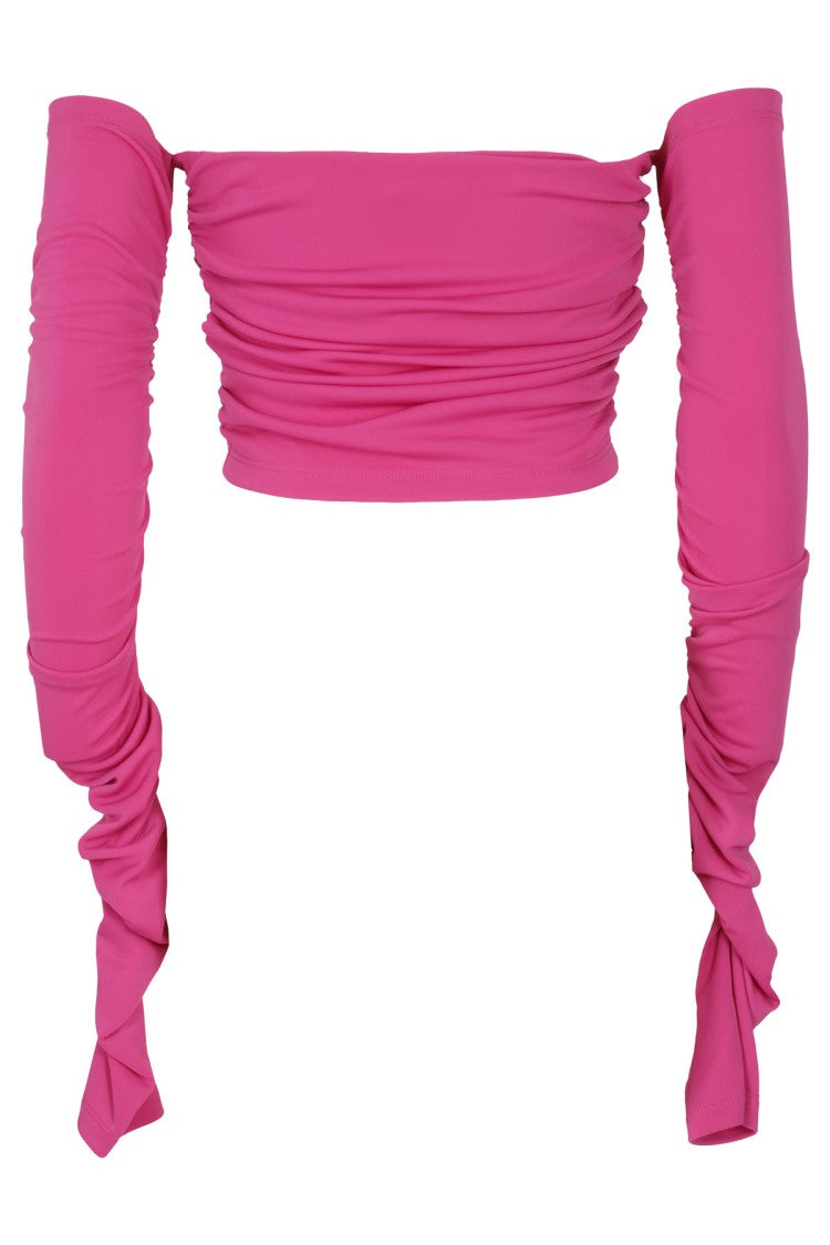The Andamane Off-Shoulder Fuchsia Top With Draped Detailing