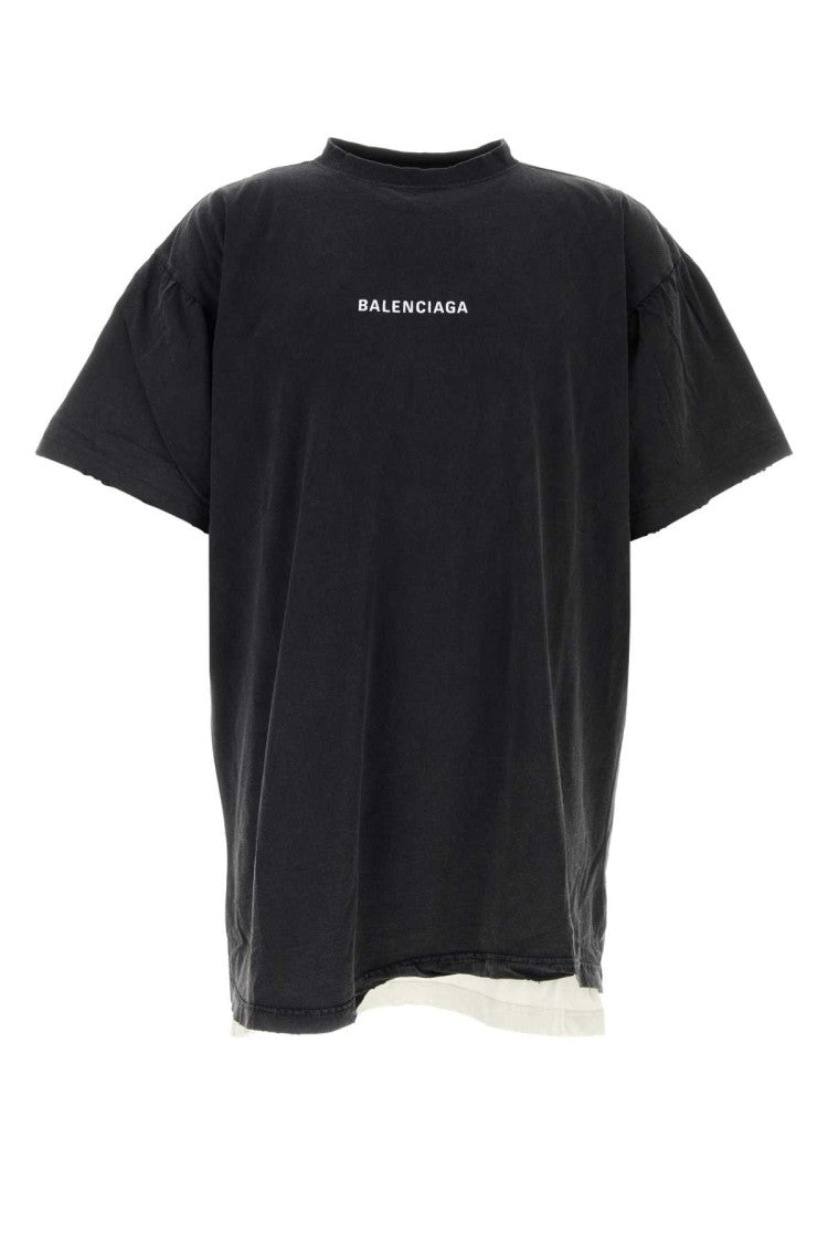 Balenciaga Slate Cotton Oversize T-Shirt