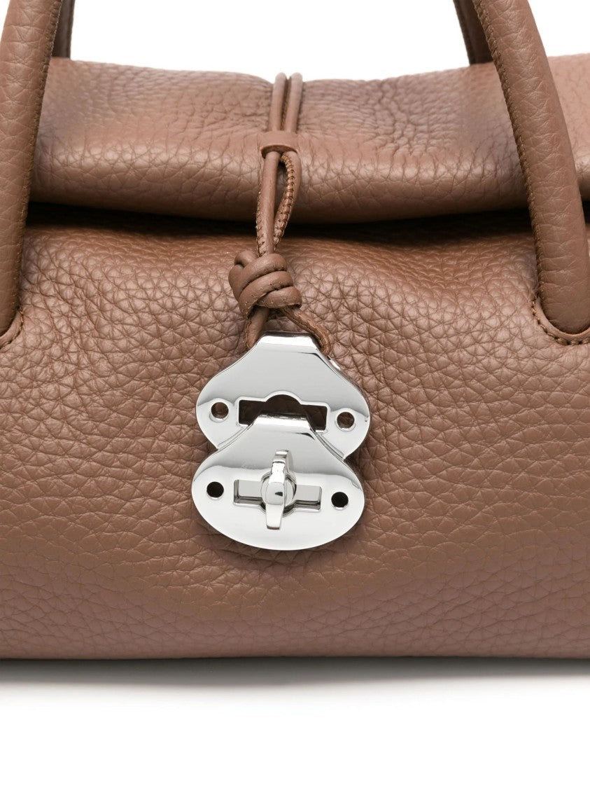 Zanellato Brown Grained Texture Top Handle Shoulder Bag