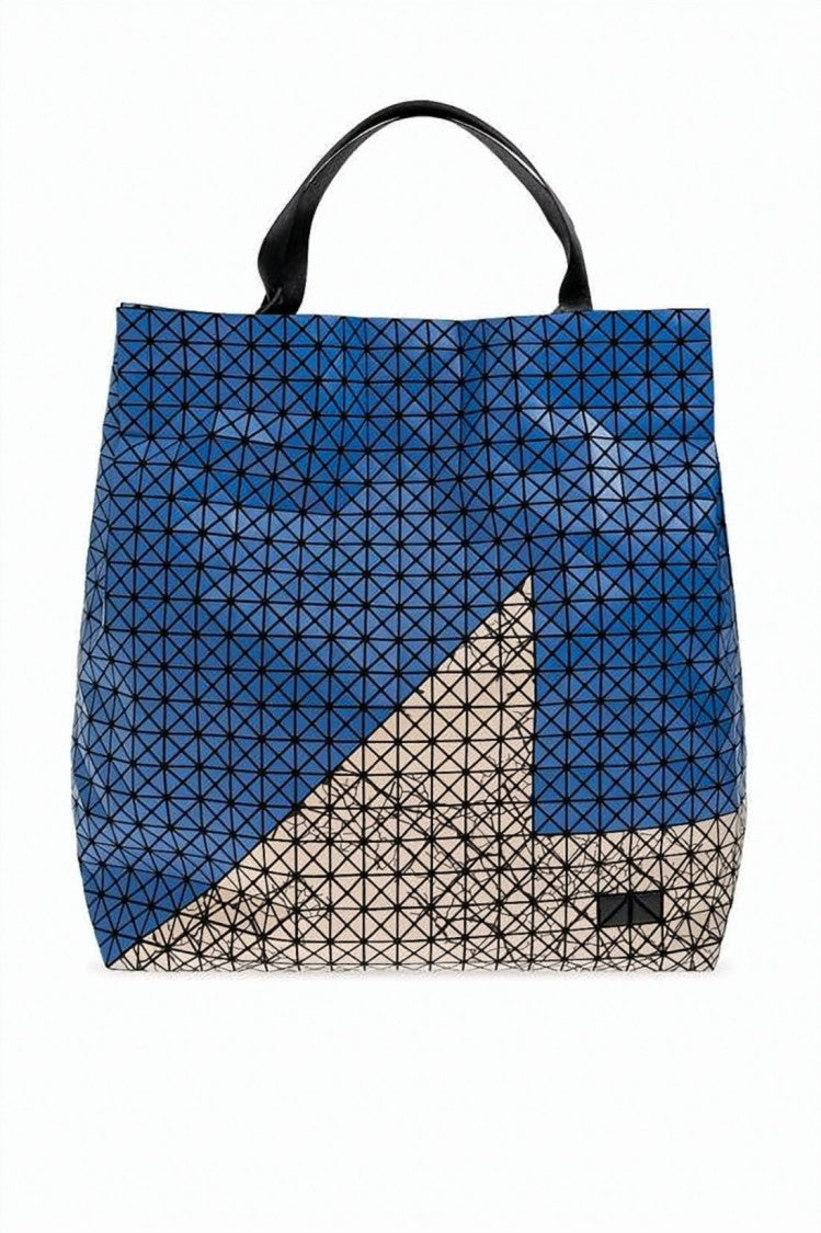 Baobao Triangular Grid Patterned Tote Bag With Glossy Finish