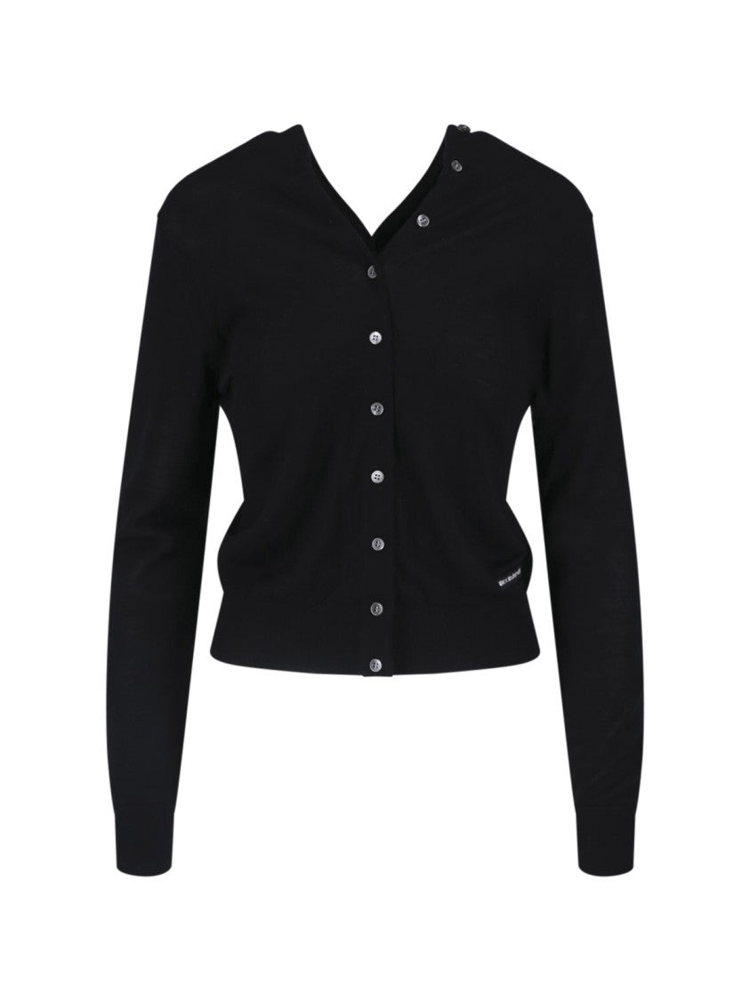 Alexander Wang Luxurious Black Wool Cardigan With V-Neckline And Button Closure