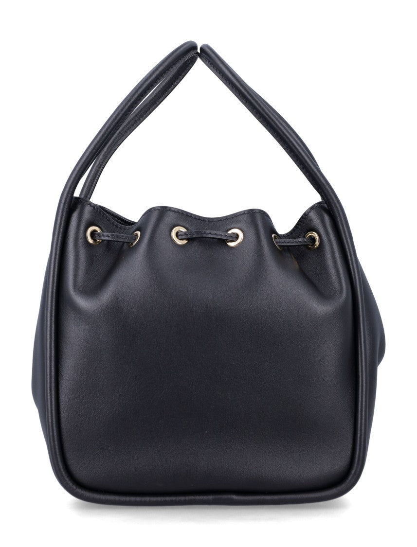 Prada Bucket Bag In Supple Calf Leather With Enamelled Logo