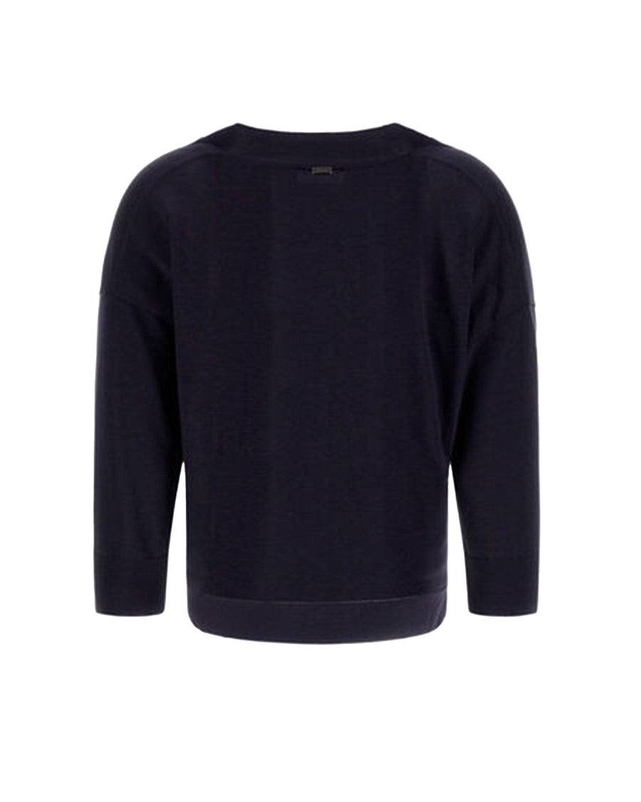 Herno Glam Knit Effect Navy Blue Sweater