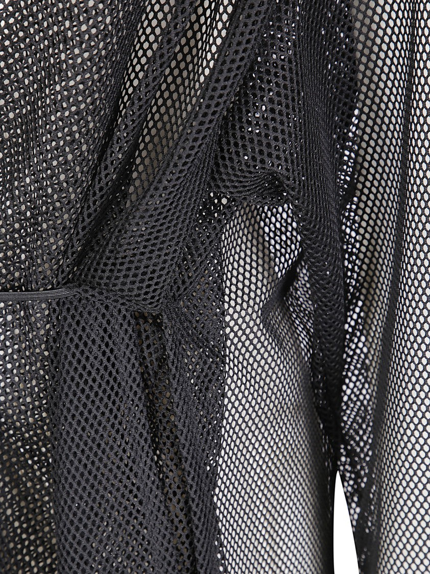 Maria Calderara Lightweight Black Mesh Jacket With Deep V-Neck