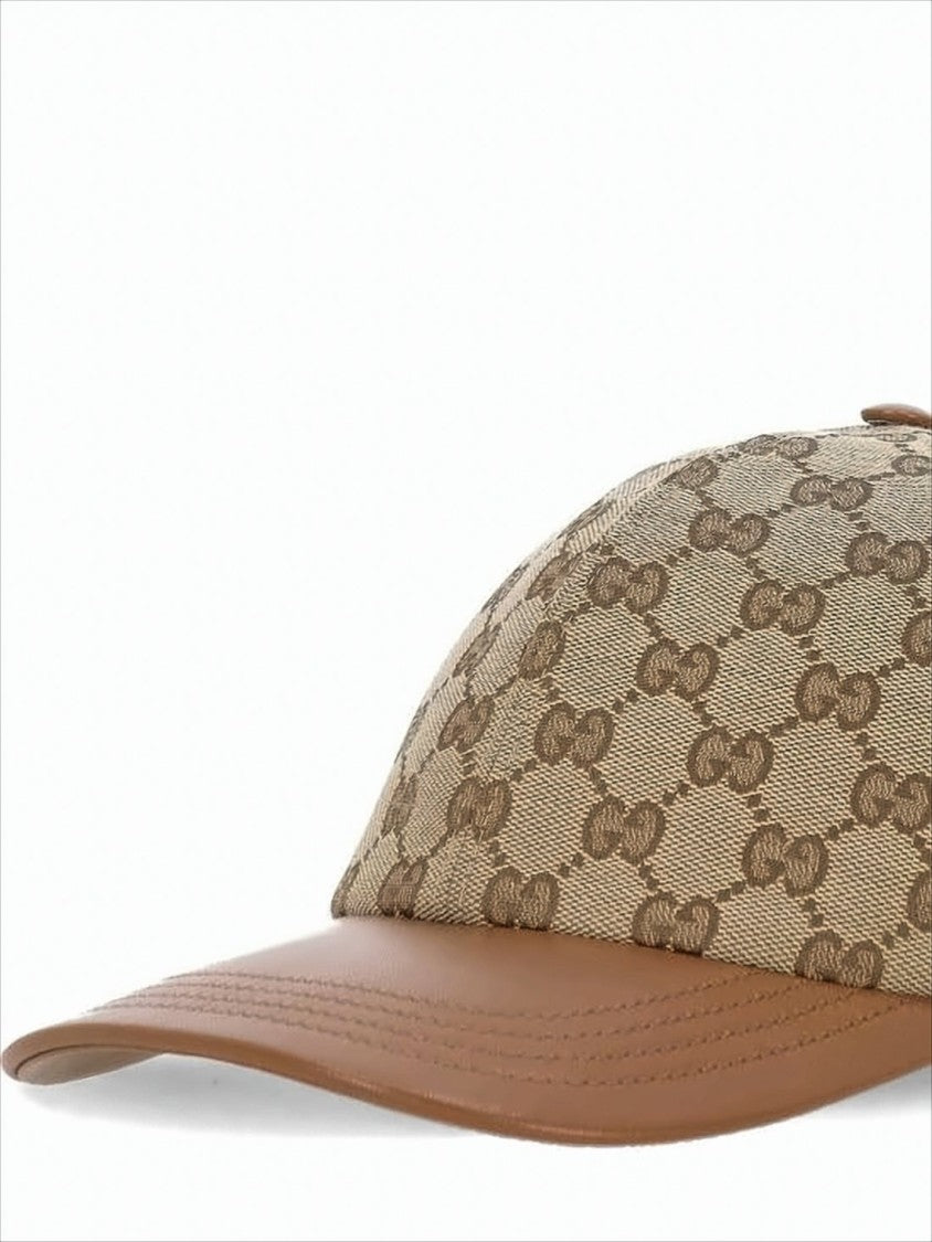 Gucci Monogram Canvas Baseball Cap With Leather Brim