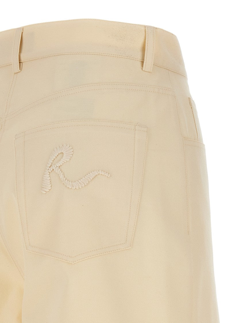 Rochas High-Waisted Wide Leg Jeans With Dramatic Silhouette